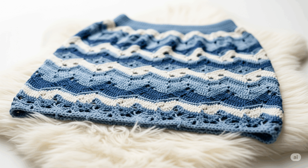 Saia de crochê com ondas une moda, conforto e estilo artesanal