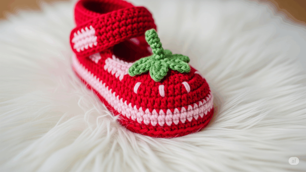 Esse modelo encantador de moranguinhos está virando febre entre as mamães crocheteiras