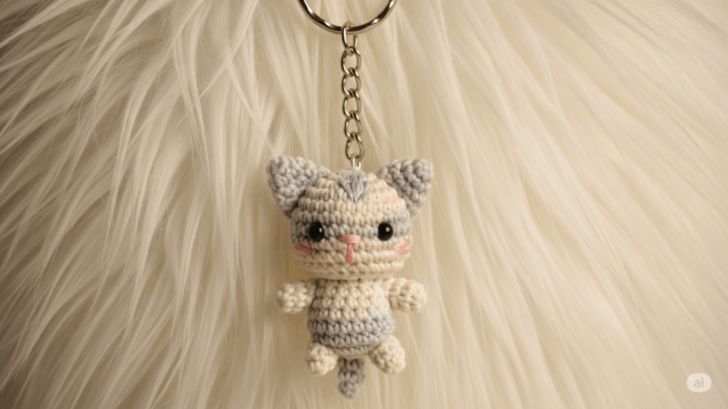 Chaveiro de gatinho pendurado em crochê, o passo a passo para criar um acessório irresistível