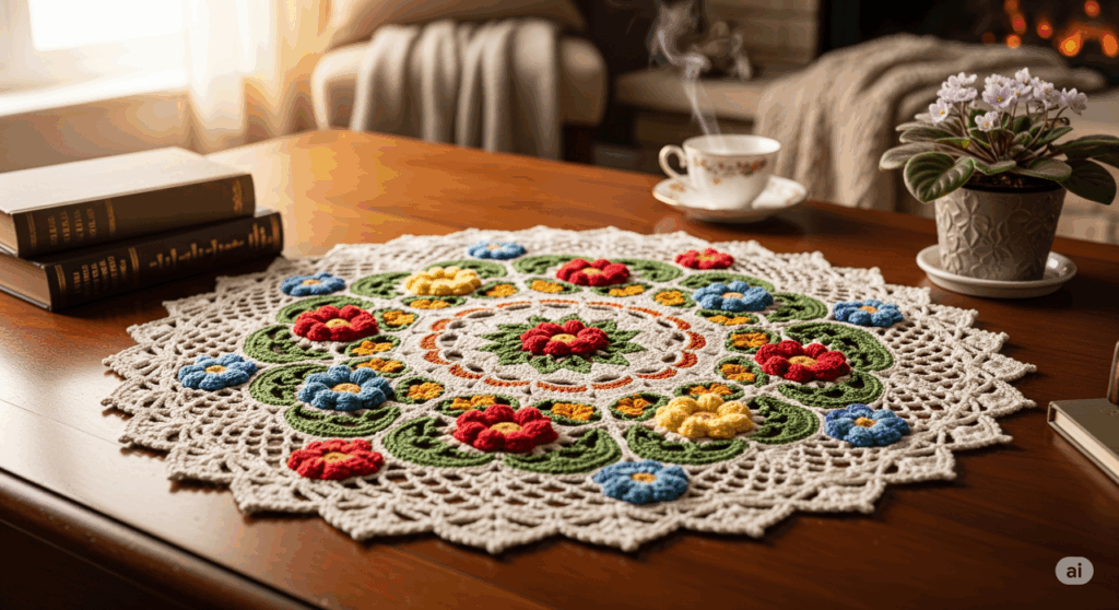 O segredo dos centros de mesa de crochê que toda casa quer ter