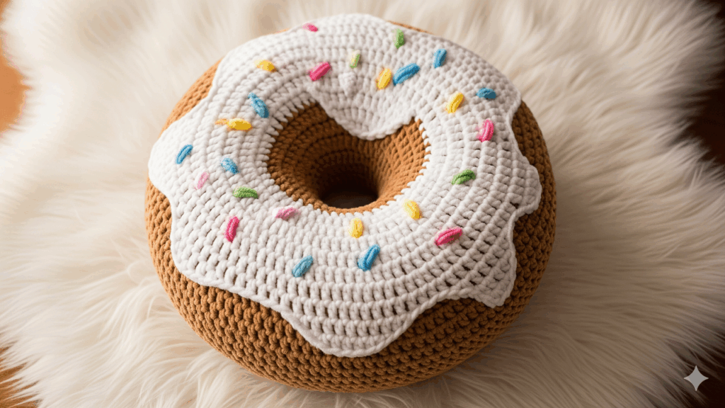 O segredo por trás da almofada de donut em crochê artesanal