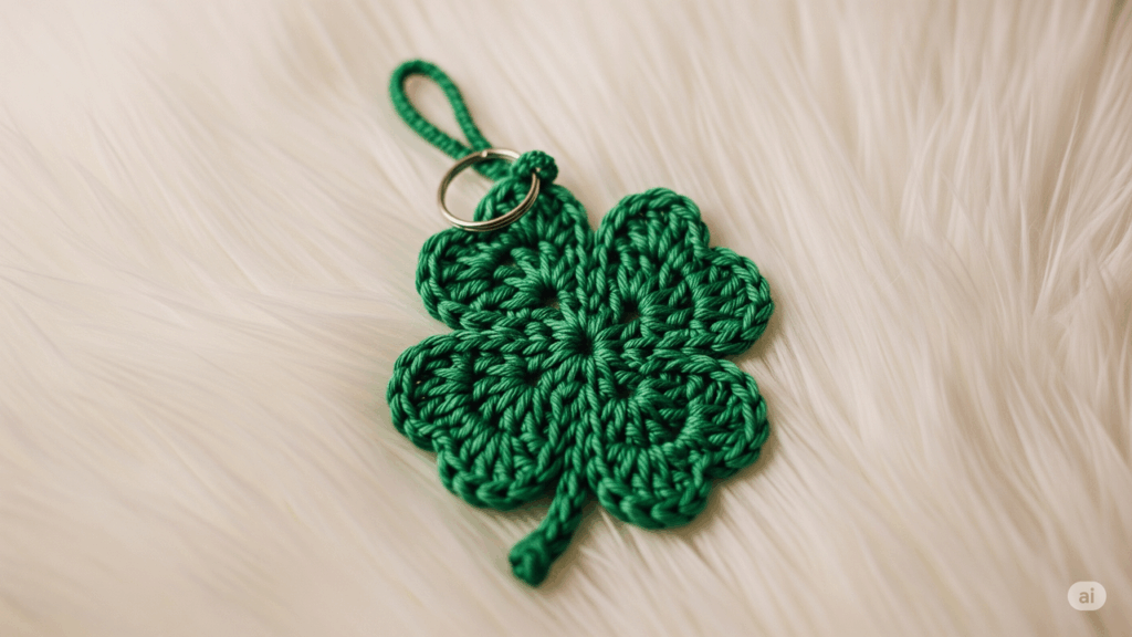 Chaveiro de trevo em crochê, o amuleto mais delicado e útil para crocheteiras
