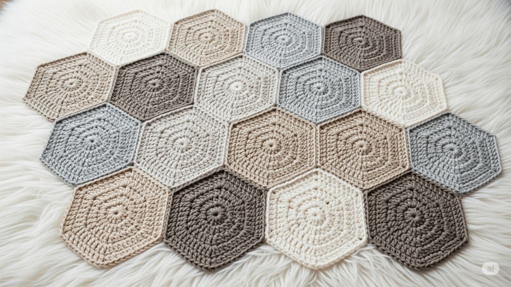Tapete de hexágonos em crochê, o design geométrico que transforma sua decoração