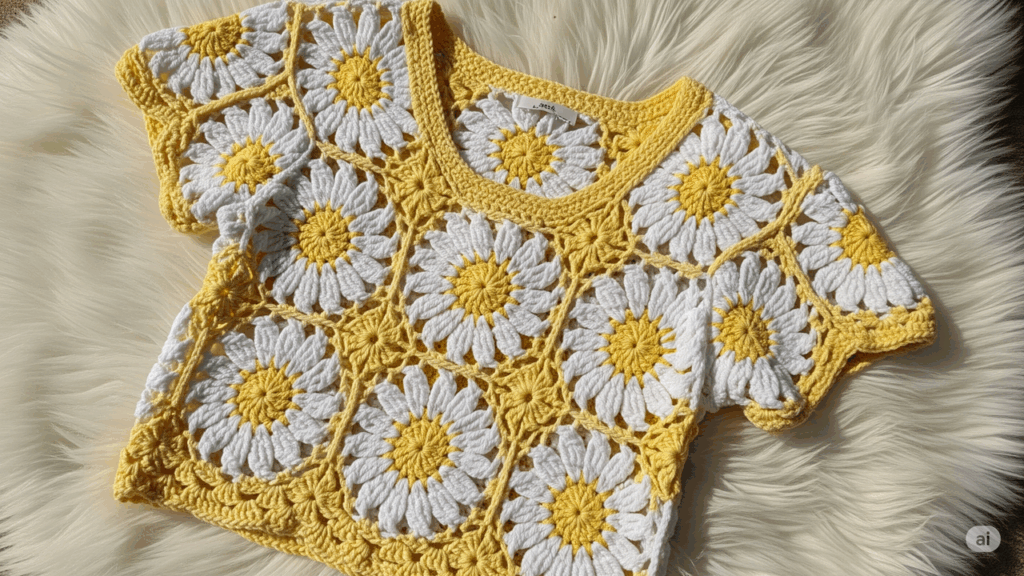 Passo a passo do top de margaridas favorito das crocheteiras em crochê para arrasar no verão