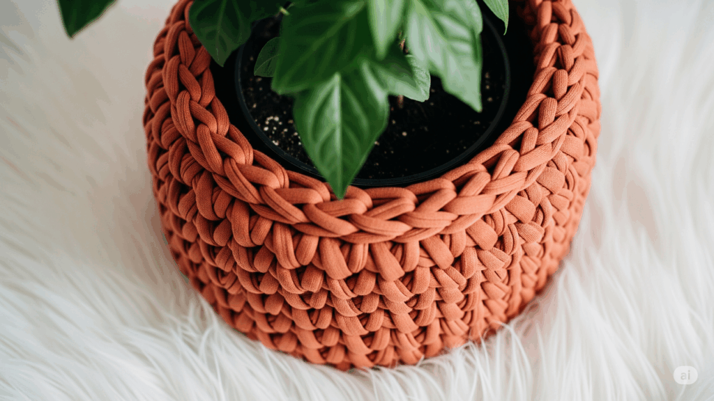 O detalhe em crochê que muda a cara do seu vaso de plantas e transforma sua decoração