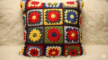 O detalhe dessa almofada em crochê vai ganhar seu coração