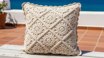 Almofada estilo mediterrânea vazada em crochê para arejar o decoração