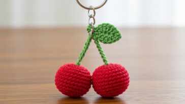Chaveiro de cereja em crochê para um detalhe doce e criativo