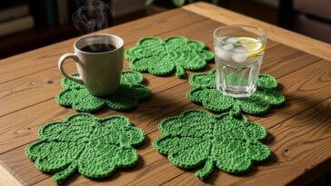 Descanso de copos de trevo em crochê para trazer sorte à mesa