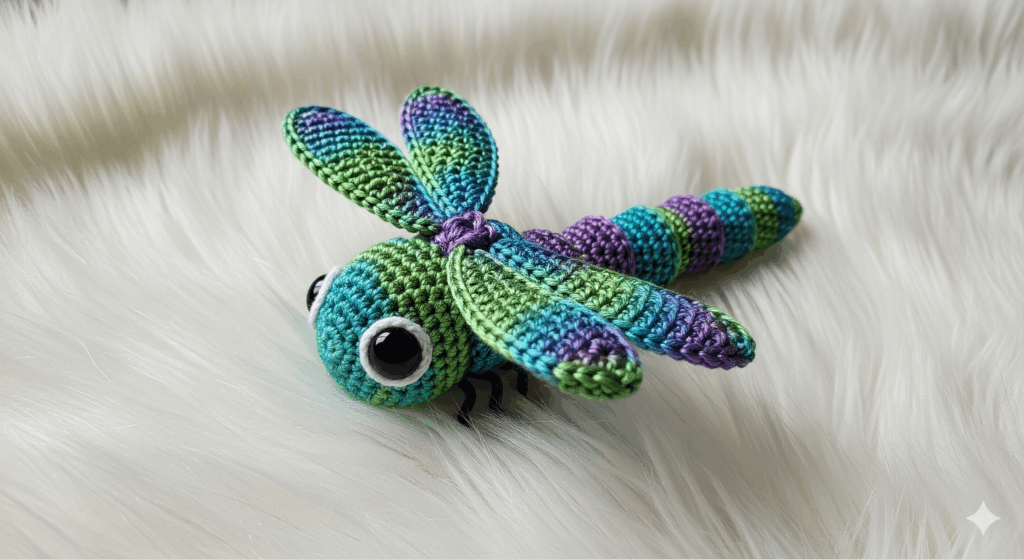 O detalhe que torna o amigurumi de libélula em crochê irresistível