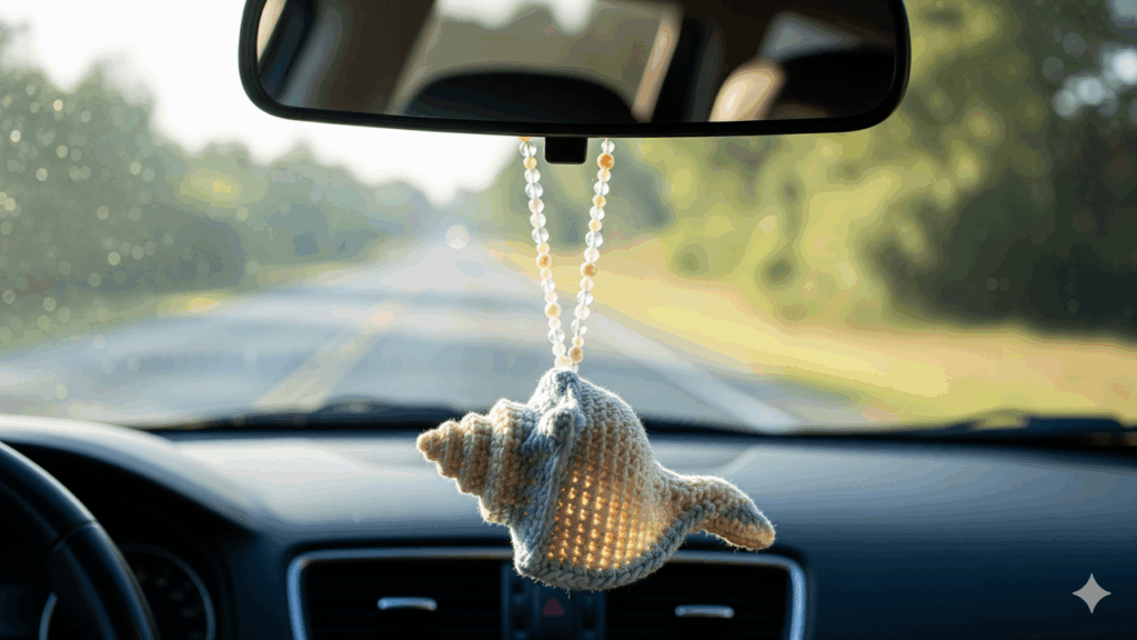 Essa concha em crochê está conquistando motoristas apaixonadas pelo estilo praiano
