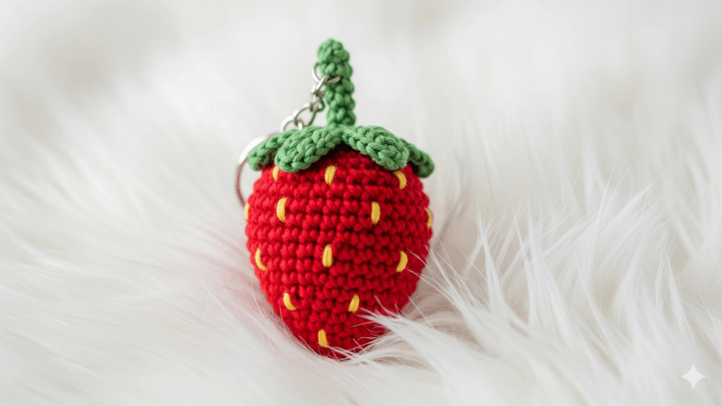 Esse chaveiro de morango em crochê é a peça mais charmosa que você vai fazer