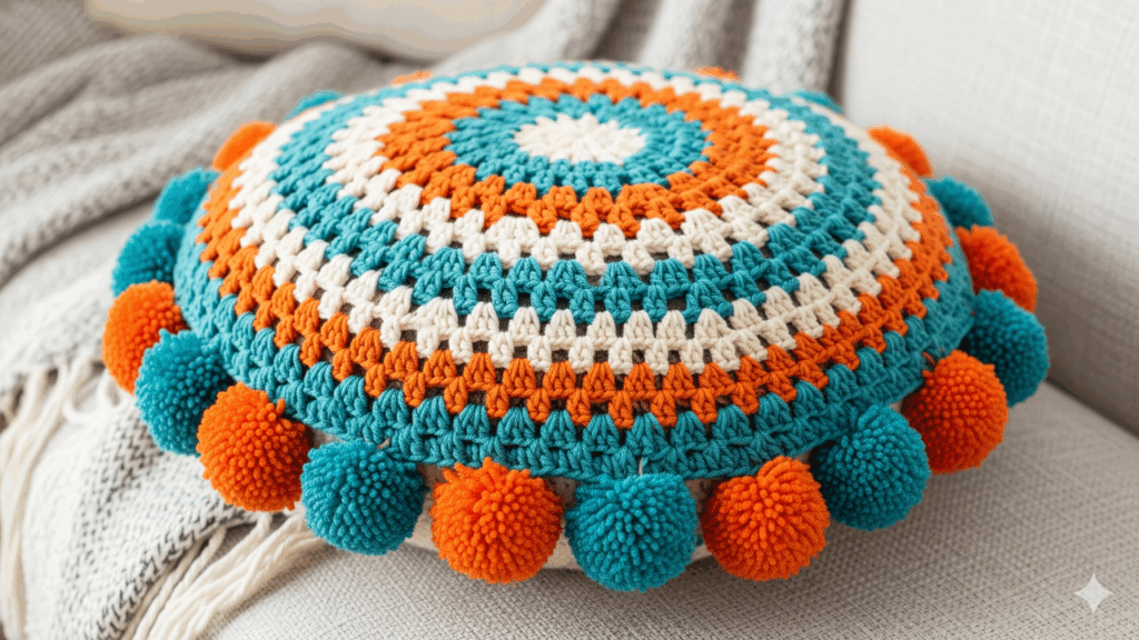 Esse modelo de almofada em crochê virou o xodó de quem ama decoração artesanal