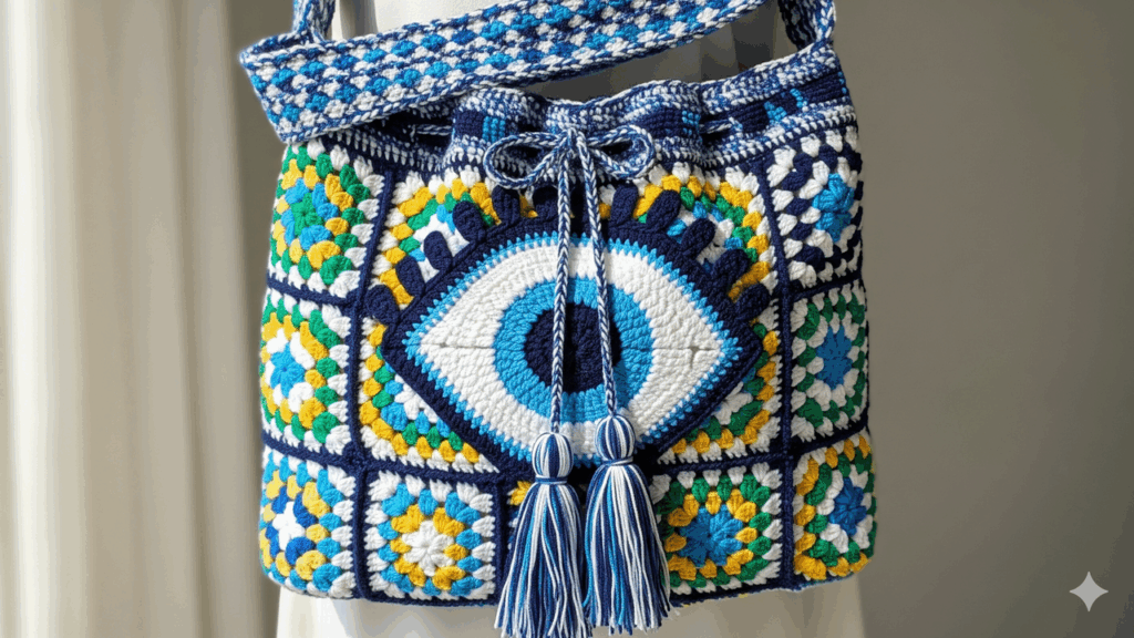 Como fazer bolsa de crochê de olho grego, uma peça charmosa e estilosa