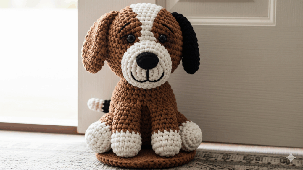 Esse cachorrinho em crochê virou o xodó da decoração útil artesanal