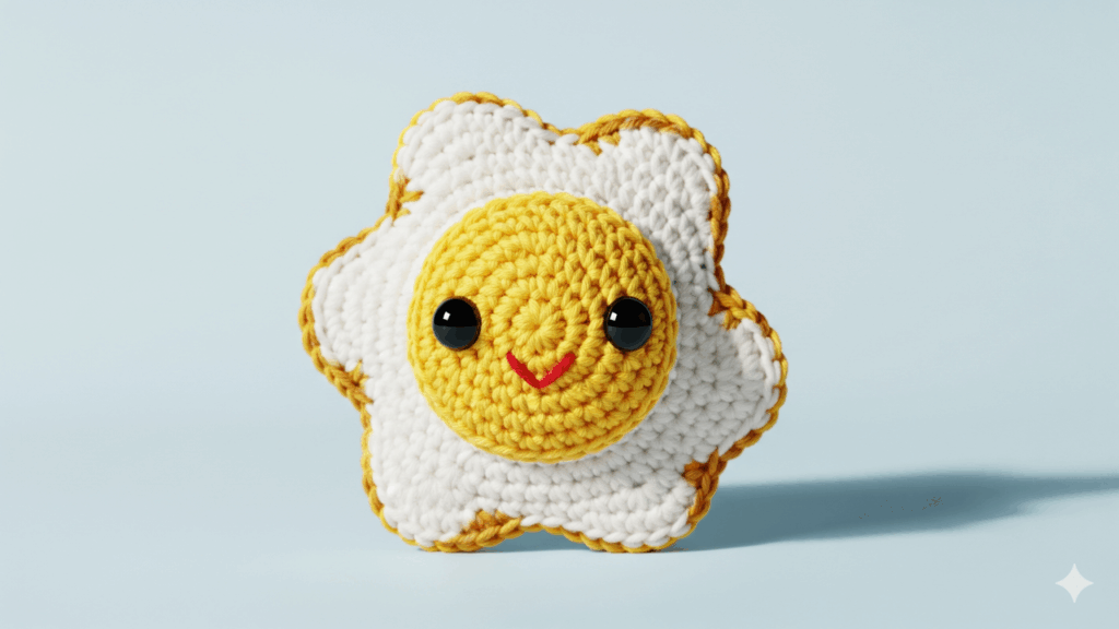 O detalhe que deixa o amigurumi de ovo frito em crochê irresistível