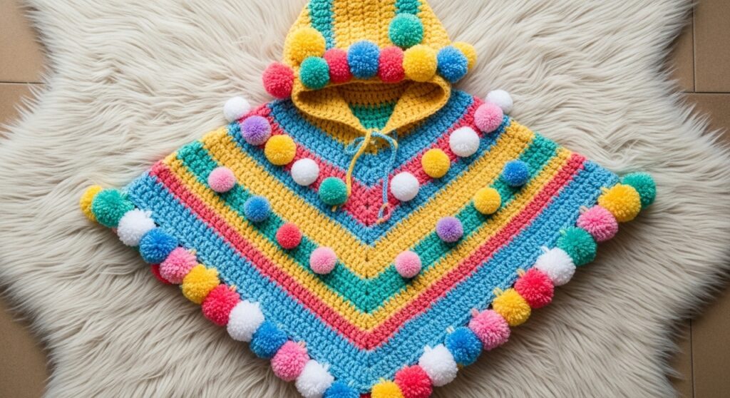 Crochê com pompons transforma o inverno das crianças com muito charme