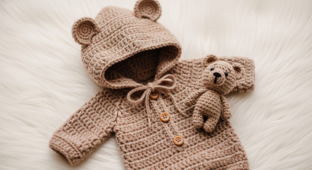 Roupa de urso em crochê perfeita para fotos, lembranças e fofura