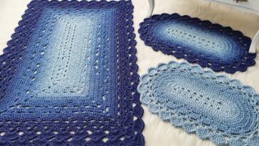 Como fazer jogo de tapetes azul em crochê sem errar no degradê