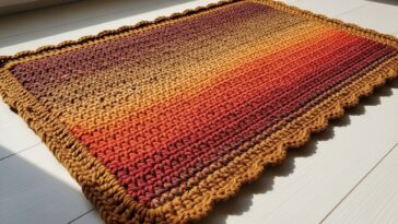 Tapete de entrada com fio mesclado em crochê que valoriza sua casa