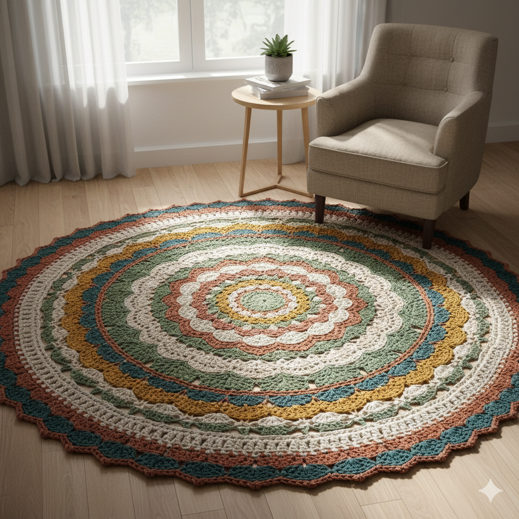 tapete redondo de crochê