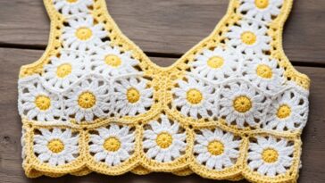Top de margaridas em crochê para um visual romântico e leve