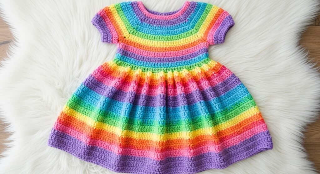 Cores vibrantes em crochê transformam o guarda-roupa infantil