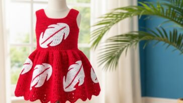 Vestido fantasia inspirado em Lilo em crochê para encantar crianças
