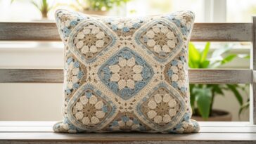 Almofada quadrada em crochê com ponto pipoca para deixar sua casa mais aconchegante