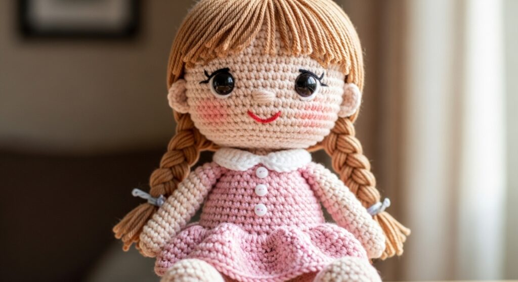 Amigurumi de boneca com vestido em crochê, um presente encantador