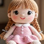 Amigurumi de boneca com vestido em crochê, um presente encantador