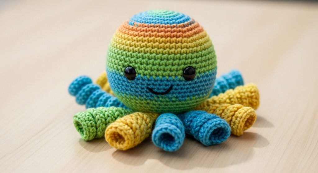 Amigurumi de polvo em crochê macio que acalma e encanta