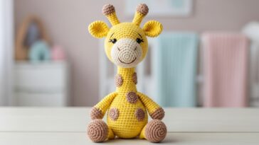 Amigurumi de girafa em crochê que encanta e decora com carinho