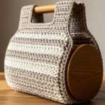 Bolsa de crochê estruturada com fundo em madeira para estilo e durabilidade