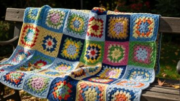 Colcha de crochê em squares coloridos que aquece e encanta