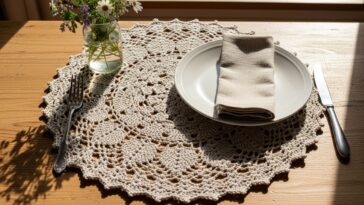 Jogo americano de crochê com ponto fantasia fácil para sua mesa