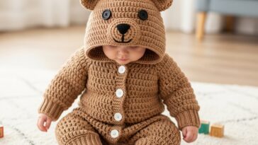 Macacão de bebê em crochê inspirado em animais fofos para momentos especiais