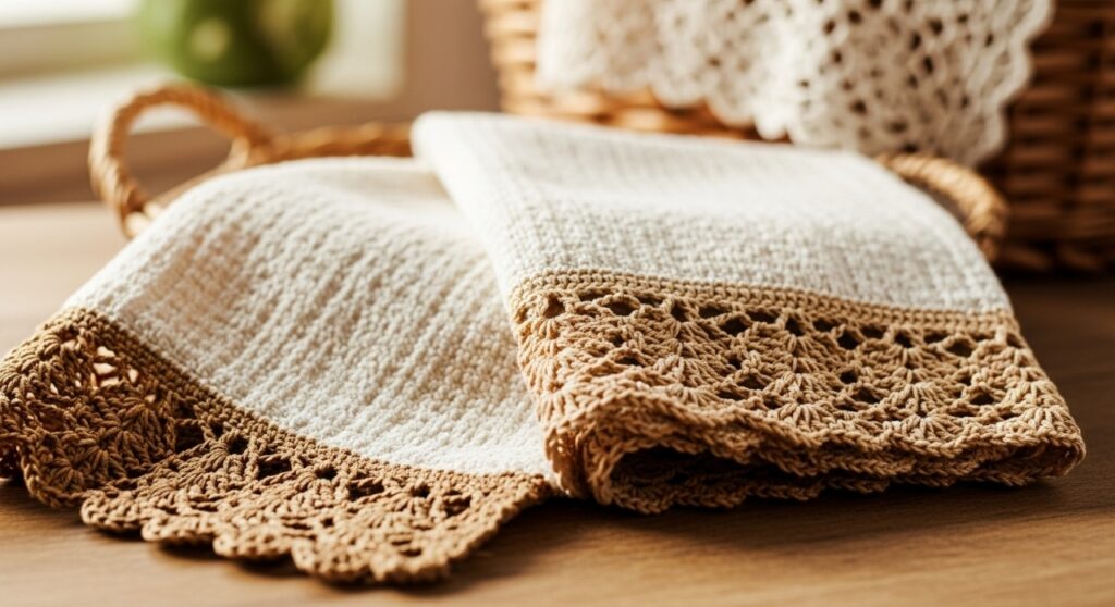 O segredo das crocheteiras criativas: panos de prato com bico de crochê que parecem obras de arte