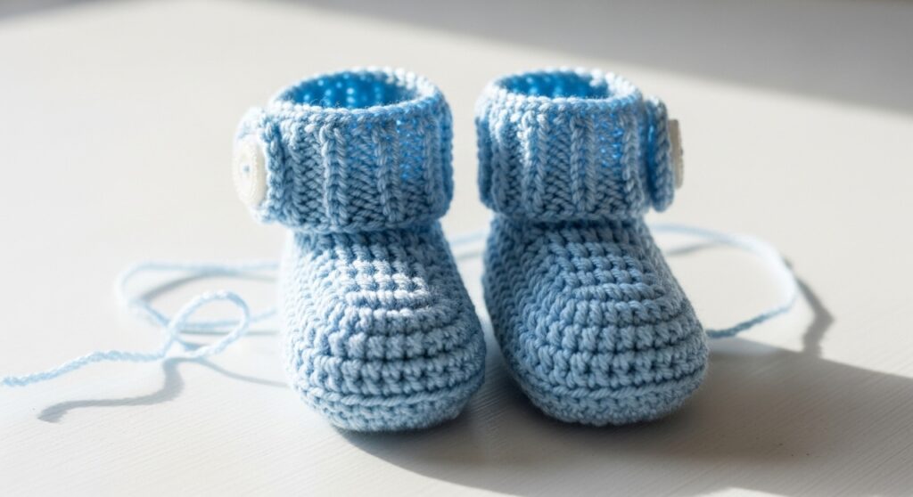 Sapatinho de bebê em crochê macio e ajustável para o pezinho do seu bebê