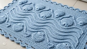 Tapete antiderrapante de crochê para um banheiro com mais segurança