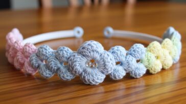 Tiara de crochê com ponto puff para um visual delicado e moderno