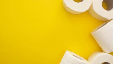 Porta-papel higiênico de crochê com acabamento fino para um banheiro organizado