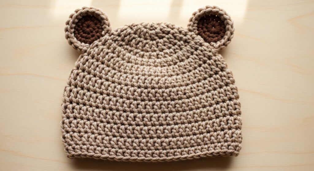 Touca infantil de crochê com orelhinhas quentinhas e fofas
