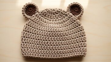 Touca infantil de crochê com orelhinhas quentinhas e fofas