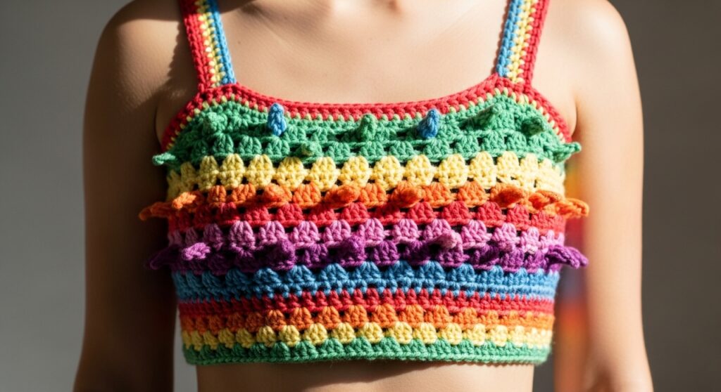 Essa blusa cropped de crochê vira queridinha de quem faz e de quem usa