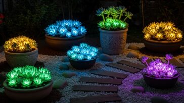 Jardins com suculentas bioluminescentes criam paisagens mágicas e sustentáveis, onde a natureza se torna uma fonte de iluminação natural.