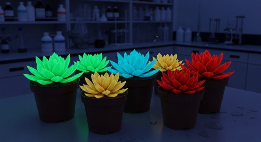 Jardins com suculentas bioluminescentes criam paisagens mágicas e sustentáveis, onde a natureza se torna uma fonte de iluminação natural.