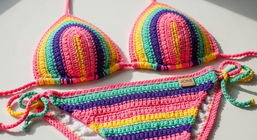 Esse modelo de biquíni de crochê deixa qualquer look praiano muito mais charmoso