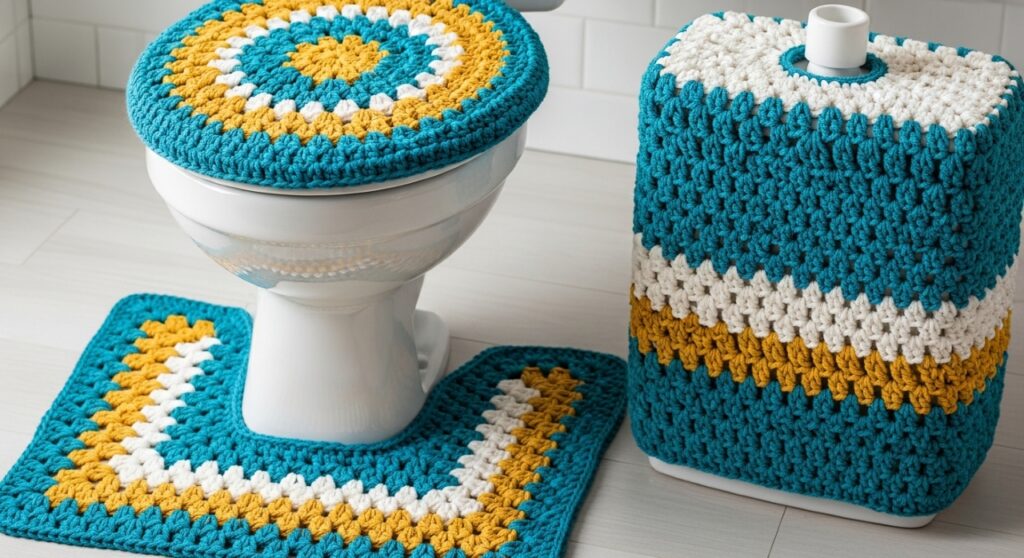 Jogo de banheiro de crochê simples para transformar seu banheiro com carinho