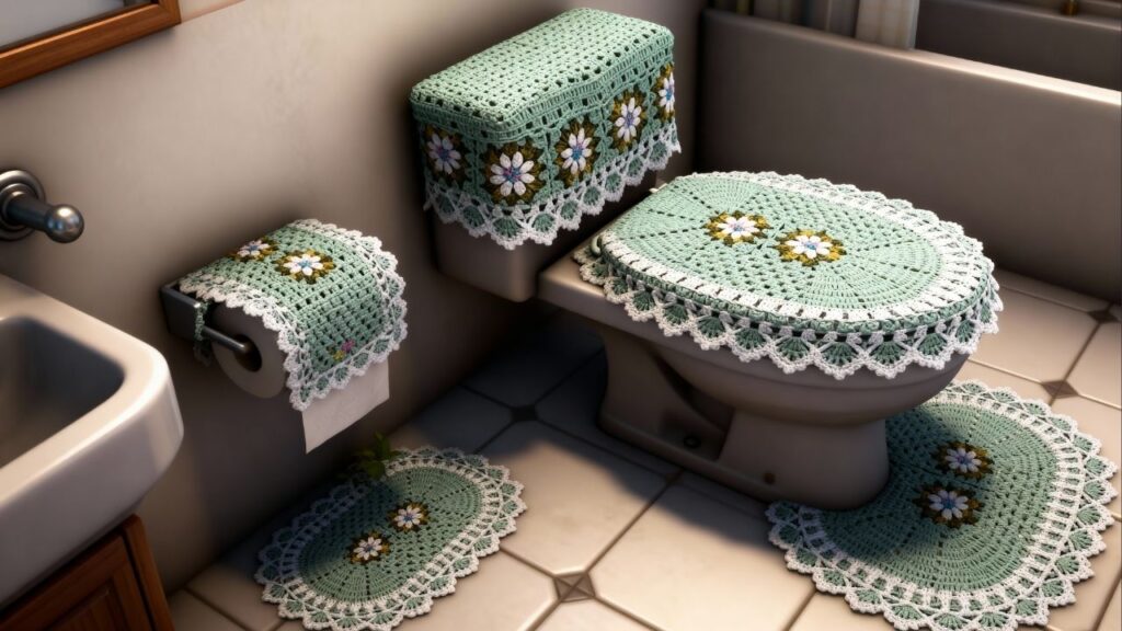 Como fazer jogo de banheiro em crochê sem deixar fios soltos ou peças desiguais